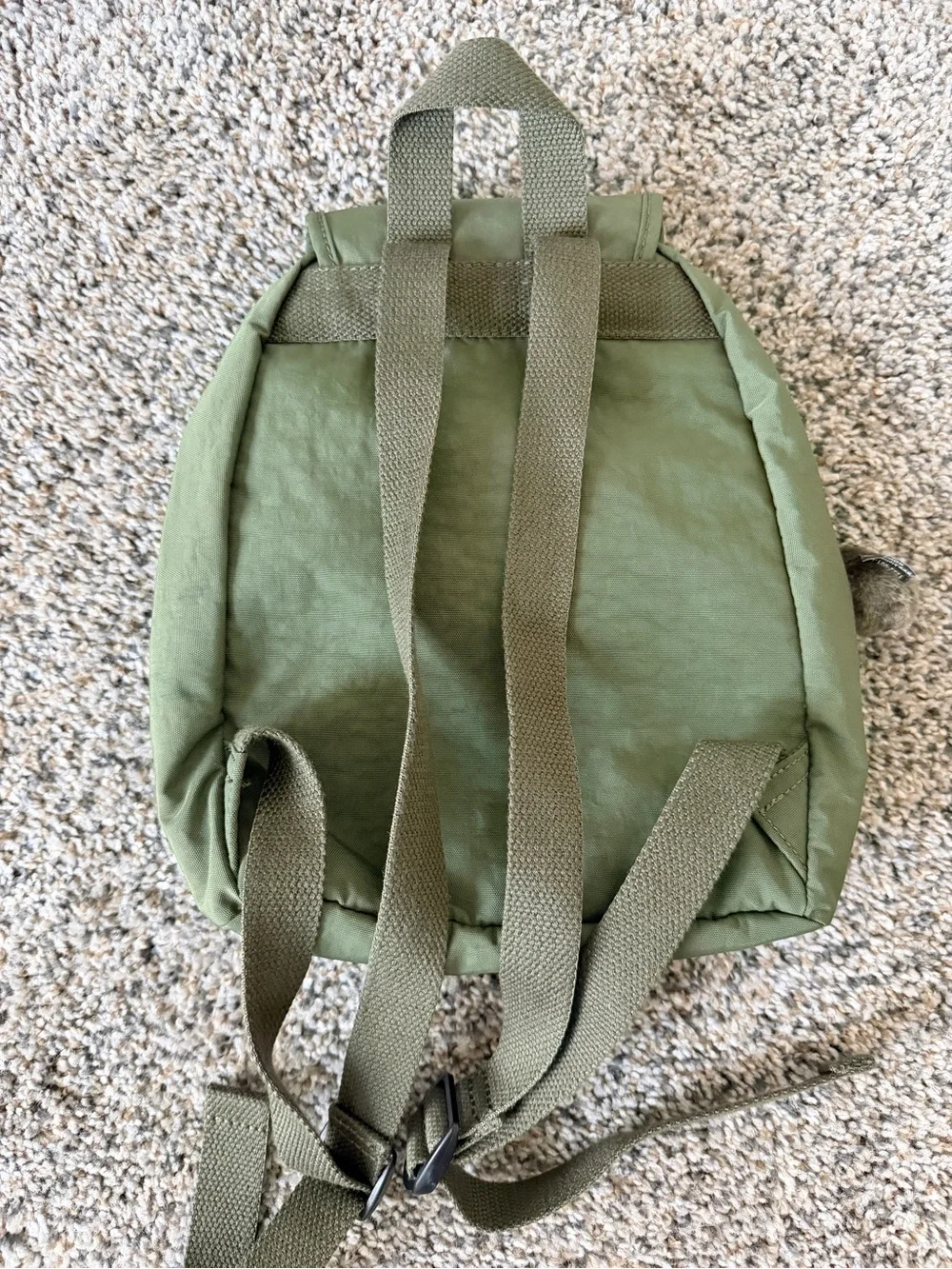 Kipling Olive Green Mini Backpack with Front Pockets